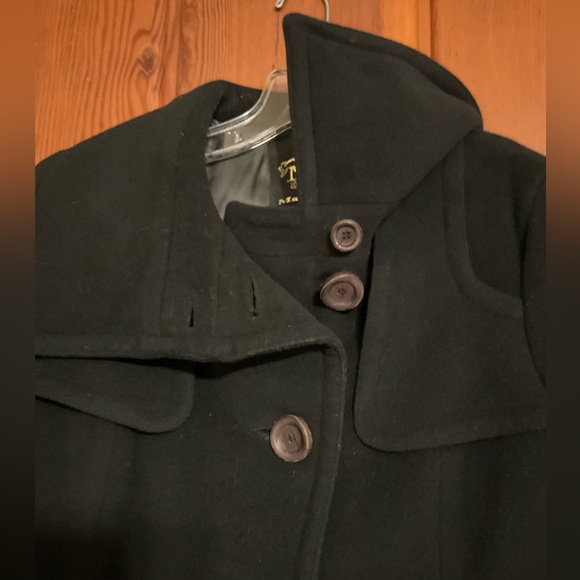 Mackage Black Wool & Leather Peacoat Size Medium #2328 - Picture 5 of 11